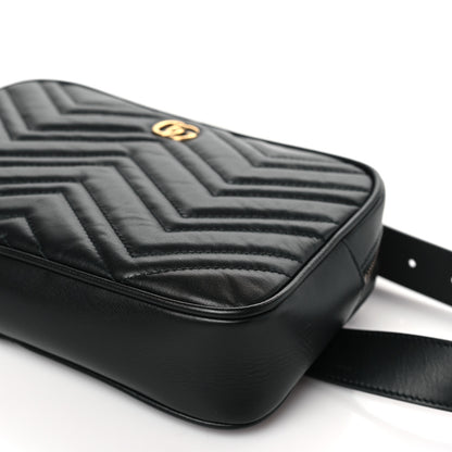 Gucci Calfskin Matelasse Mens GG Marmont Belt Bag 80 32 Black 9 of 10