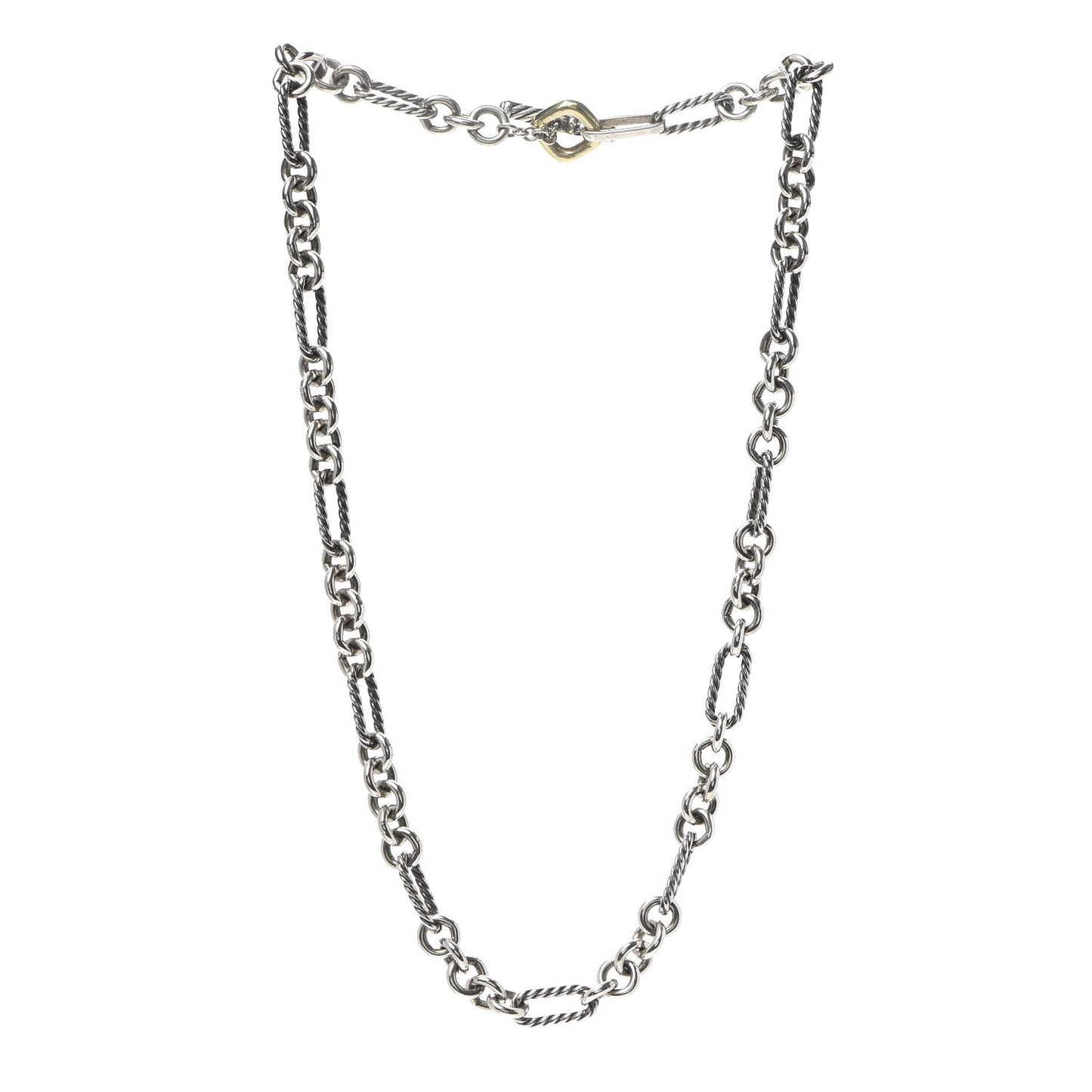 Sterling Silver 18K Yellow Gold Figaro Chain Link Necklace