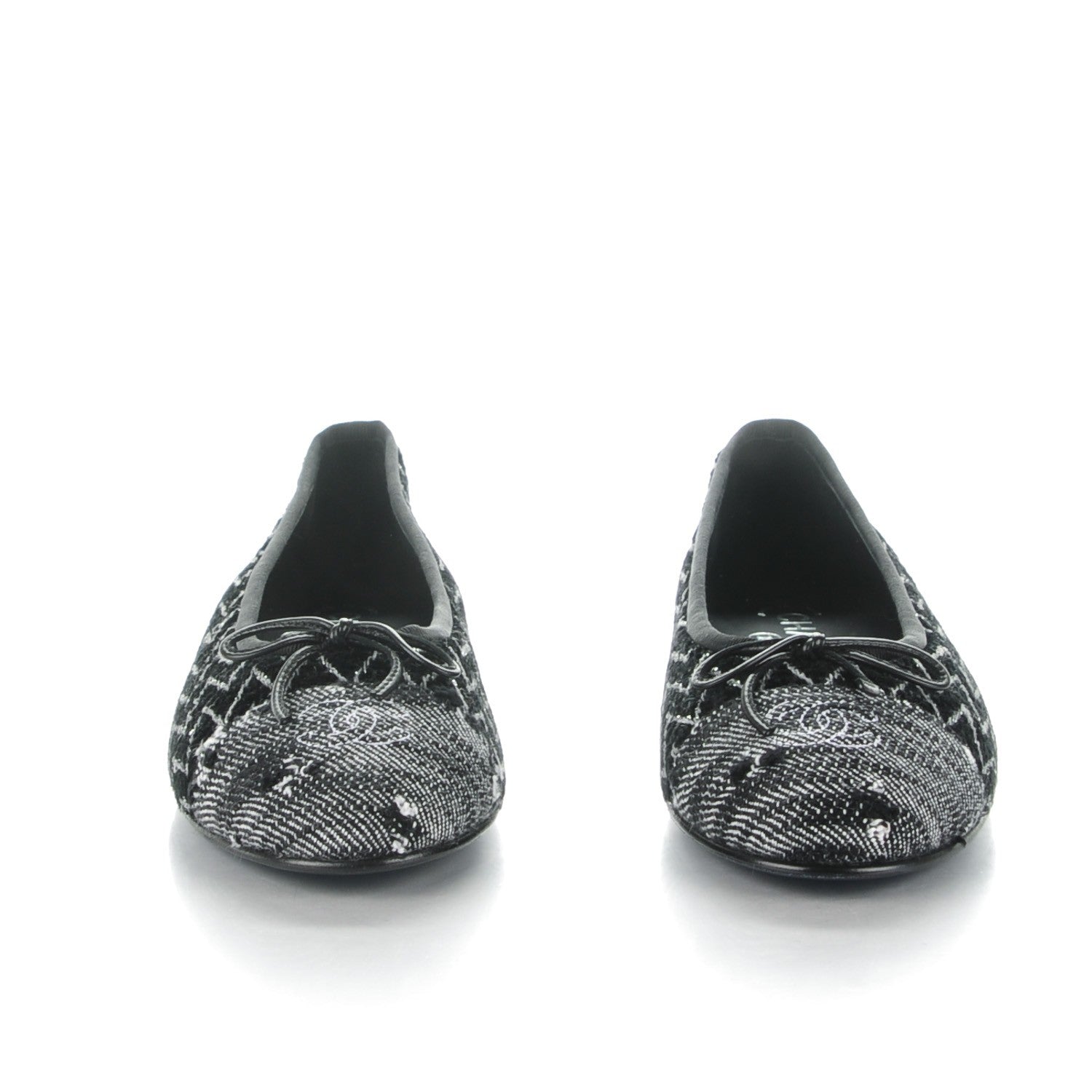 Chanel Tweed Ballerina Flats 39.5 Black Silver 2 of 7