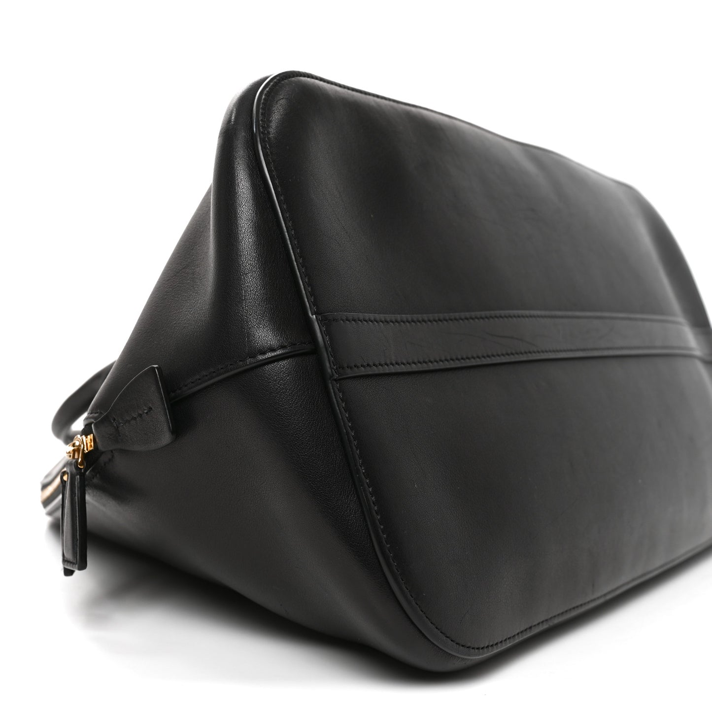 Polished Saddle Calfskin Large Devon Bag Black