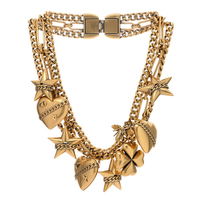 Christian Dior Metal Charms Necklace Aged Gold 2 of 3