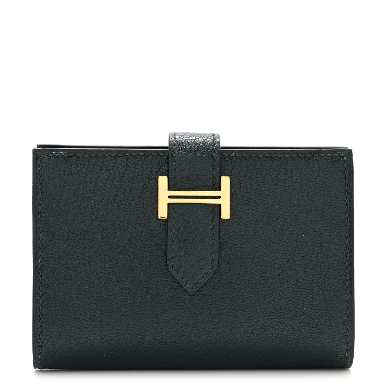 Hermes Chevre Mysore Bearn Card Holder Wallet Vert Cypress 1 of 7