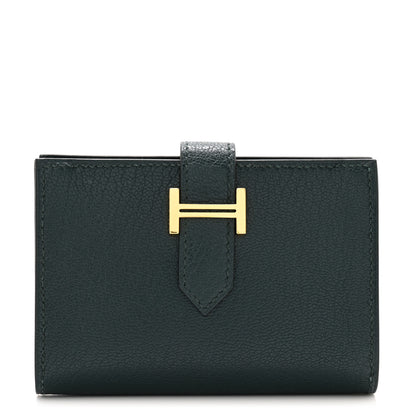 Hermes Chevre Mysore Bearn Card Holder Wallet Vert Cypress 1 of 7