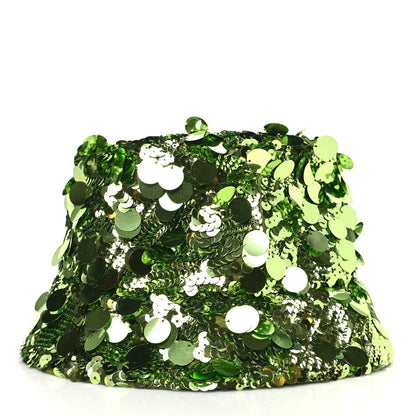 Prada Paillettes Metal Triangle Logo Womens Bucket Hat S Lime 4 of 6