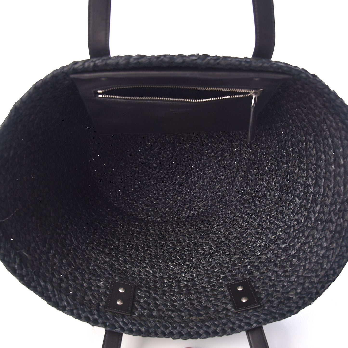 Raffia Medium Panier Bag Black