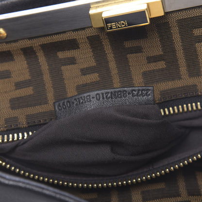 Fendi Goatskin Zucca Large Peekaboo Iconic Satchel Black Tobacco 9 of 13