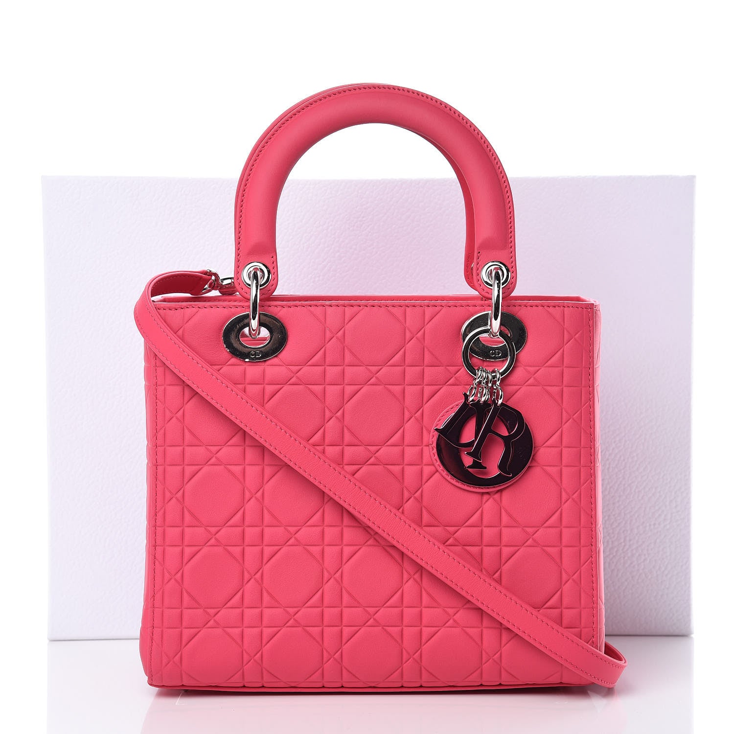 Christian Dior Ultra Matte Calfskin Cannage Medium Lady Dior Pink 15 of 15