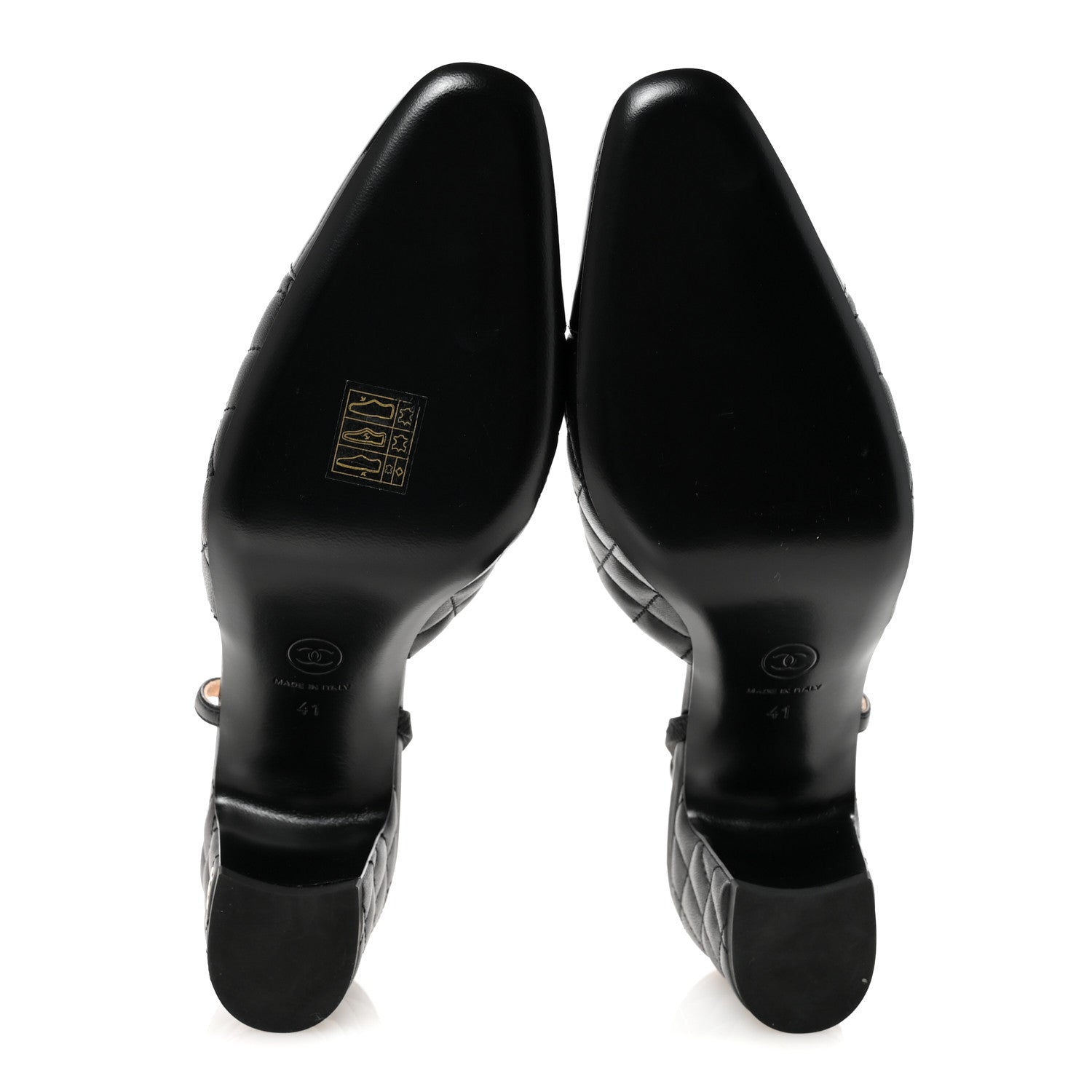 Chanel Lambskin Patent Calfskin Quilted Cap Toe CC Slingback Pumps 41 Black 6 of 10
