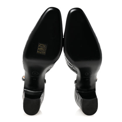 Chanel Lambskin Patent Calfskin Quilted Cap Toe CC Slingback Pumps 41 Black 6 of 10