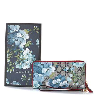 Gucci GG Supreme Monogram Blooms Wrist Wallet Blue 8 of 8