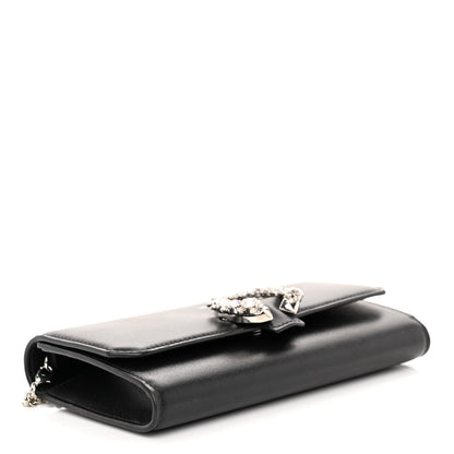 Jimmy Choo Smooth Calfskin Crystal Embellished Chain Wallet Black 4 of 10