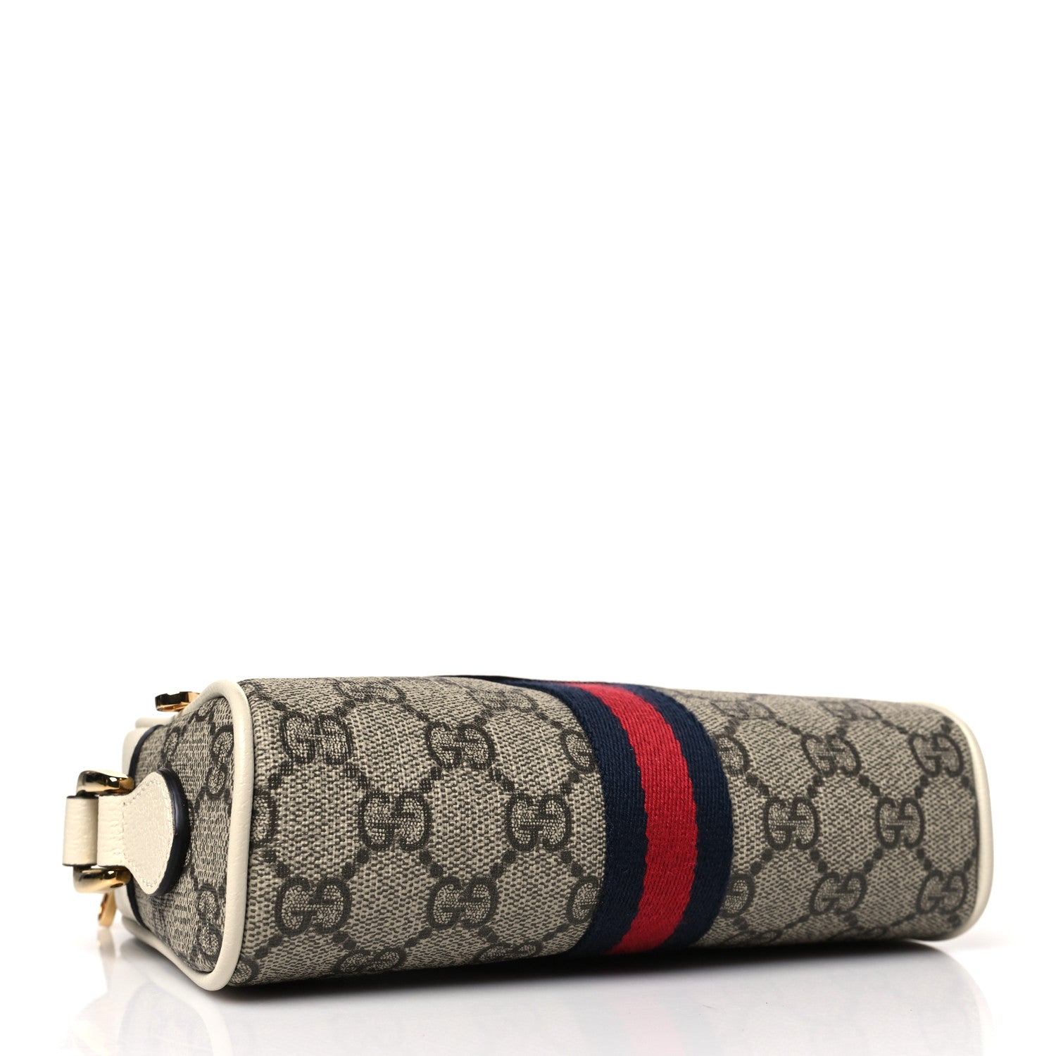 Gucci GG Supreme Monogram Textured Calfskin Web Mini Ophidia Shoulder Bag Beige Ebony Mystic White 4 of 10