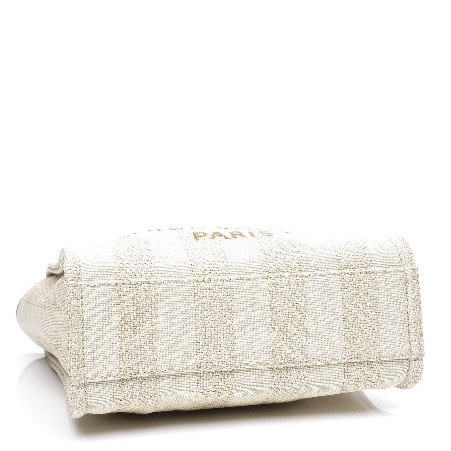 Straw Raffia Calfskin Striped Mini Deauville Tote Beige