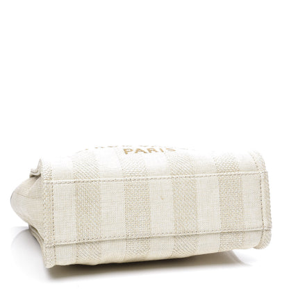 Chanel Straw Raffia Calfskin Striped Mini Deauville Tote Beige 3 of 9