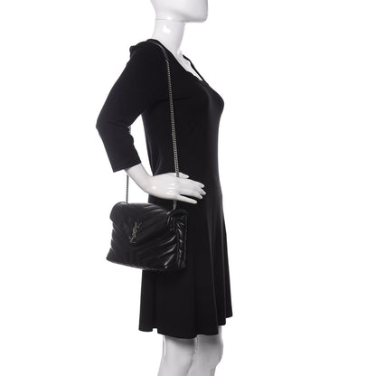 Saint Laurent Calfskin Y Quilted Monogram Small Loulou Chain Satchel Black 2 of 10
