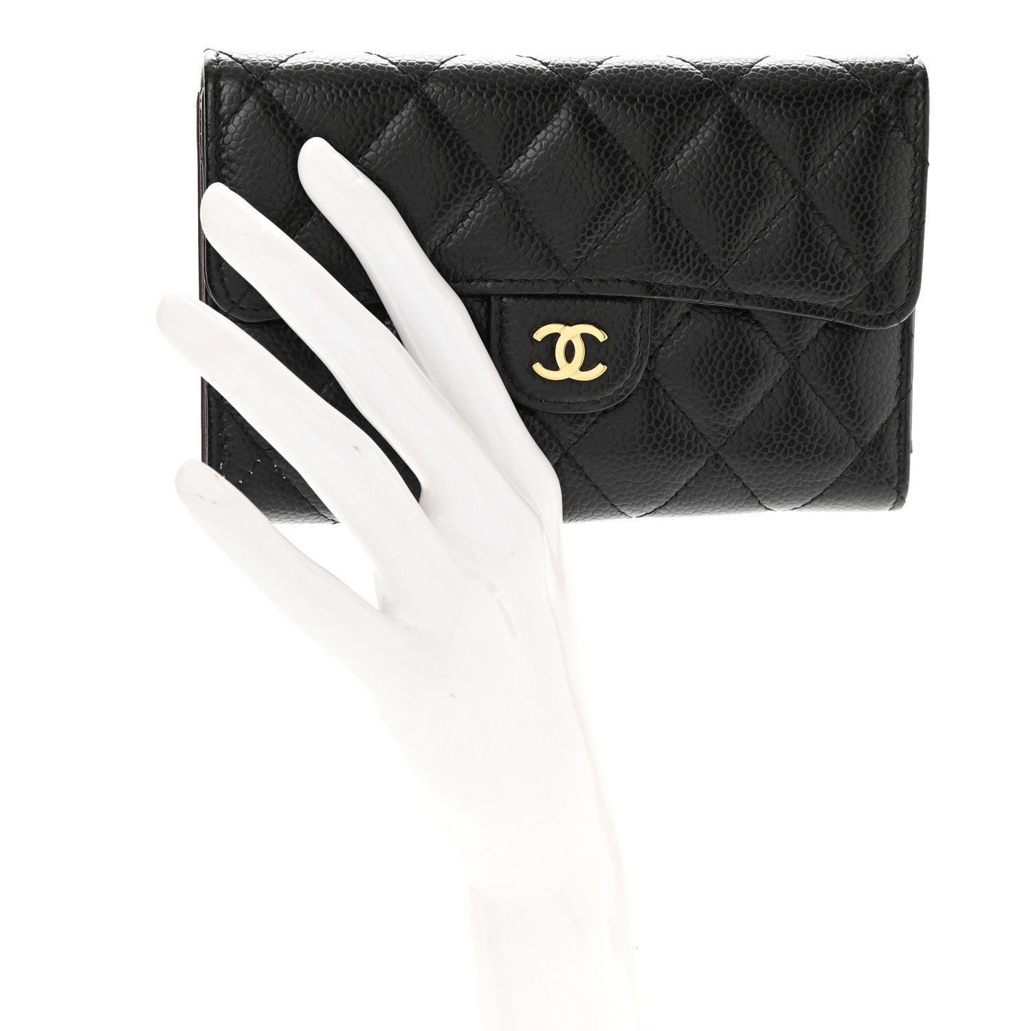 Chanel Caviar Quilted Medium Flap Wallet Black 2 of 9