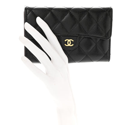 Chanel Caviar Quilted Medium Flap Wallet Black 2 of 9