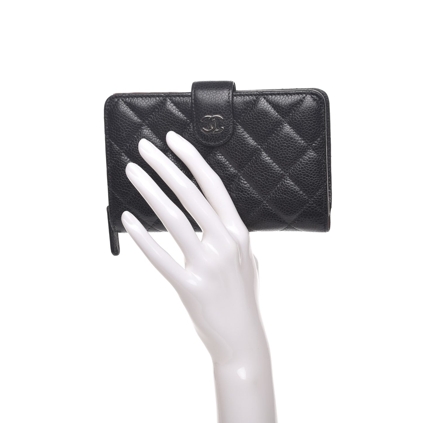 Caviar Quilted Zipped Pocket Wallet Black