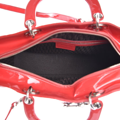Christian Dior Patent Cannage Large Lady Dior Red 6 of 28
