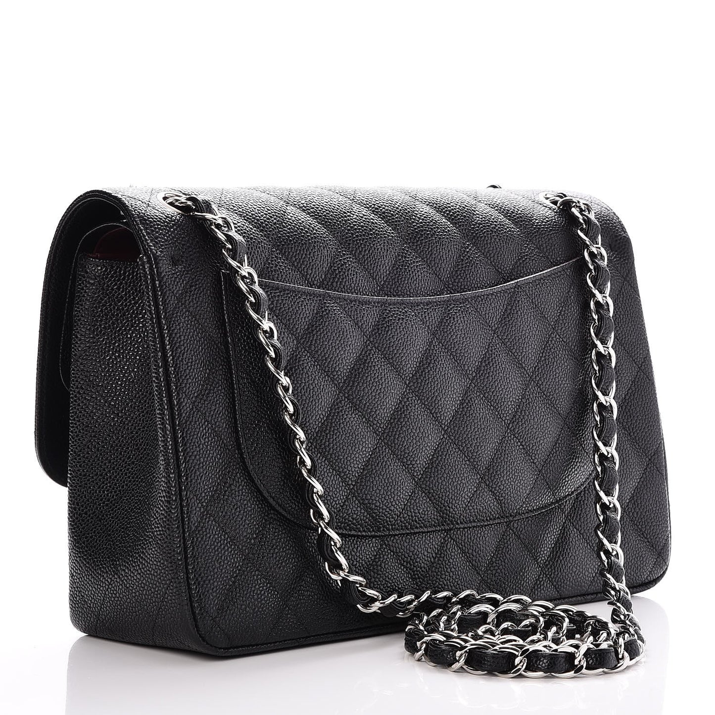 Caviar Quilted Jumbo Double Flap Black
