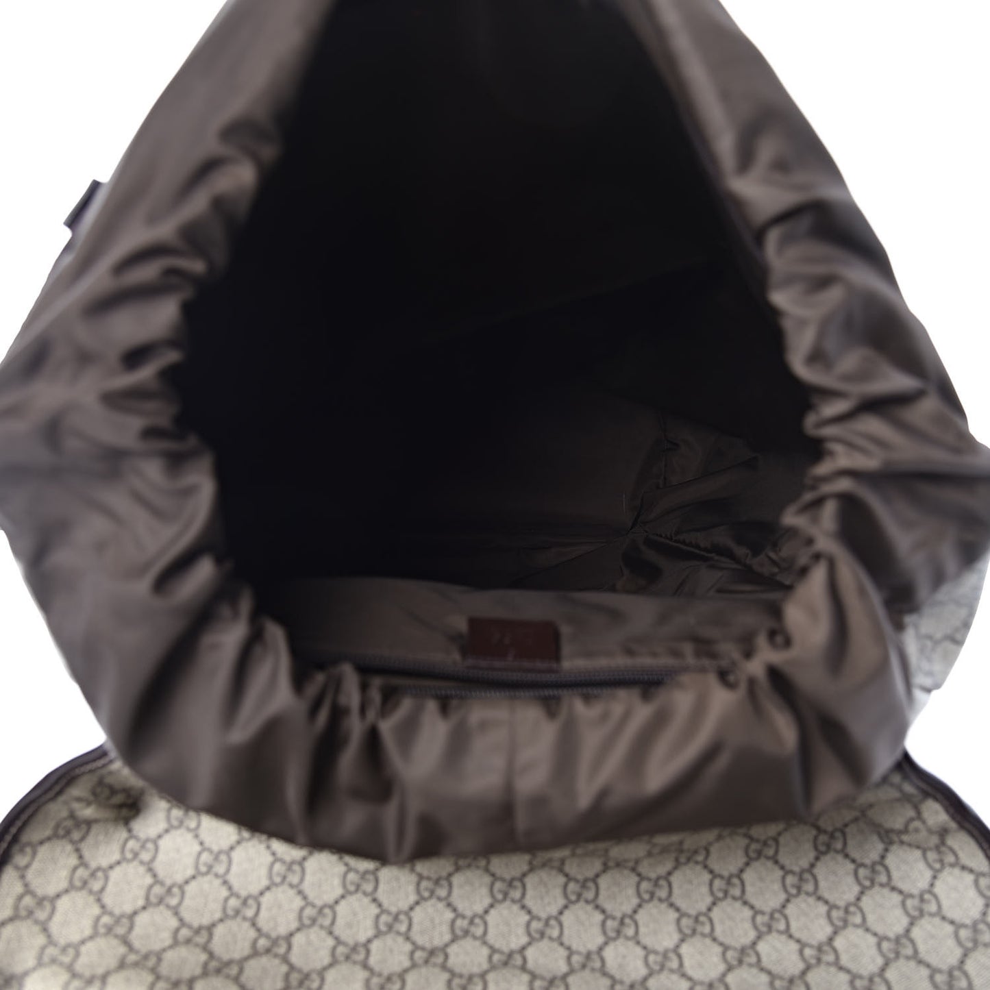 GG Supreme Monogram Large Interlocking G Double Buckle Backpack Dark Brown