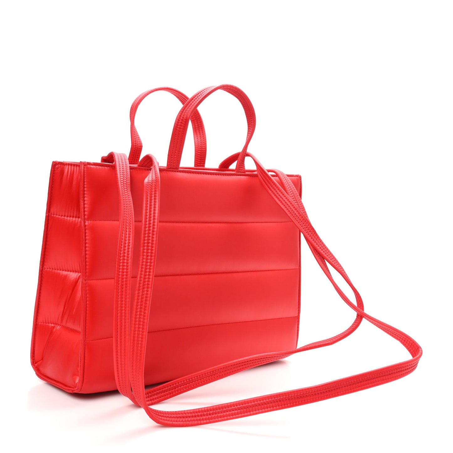 Nylon Medium Puff Shopping Bag Red