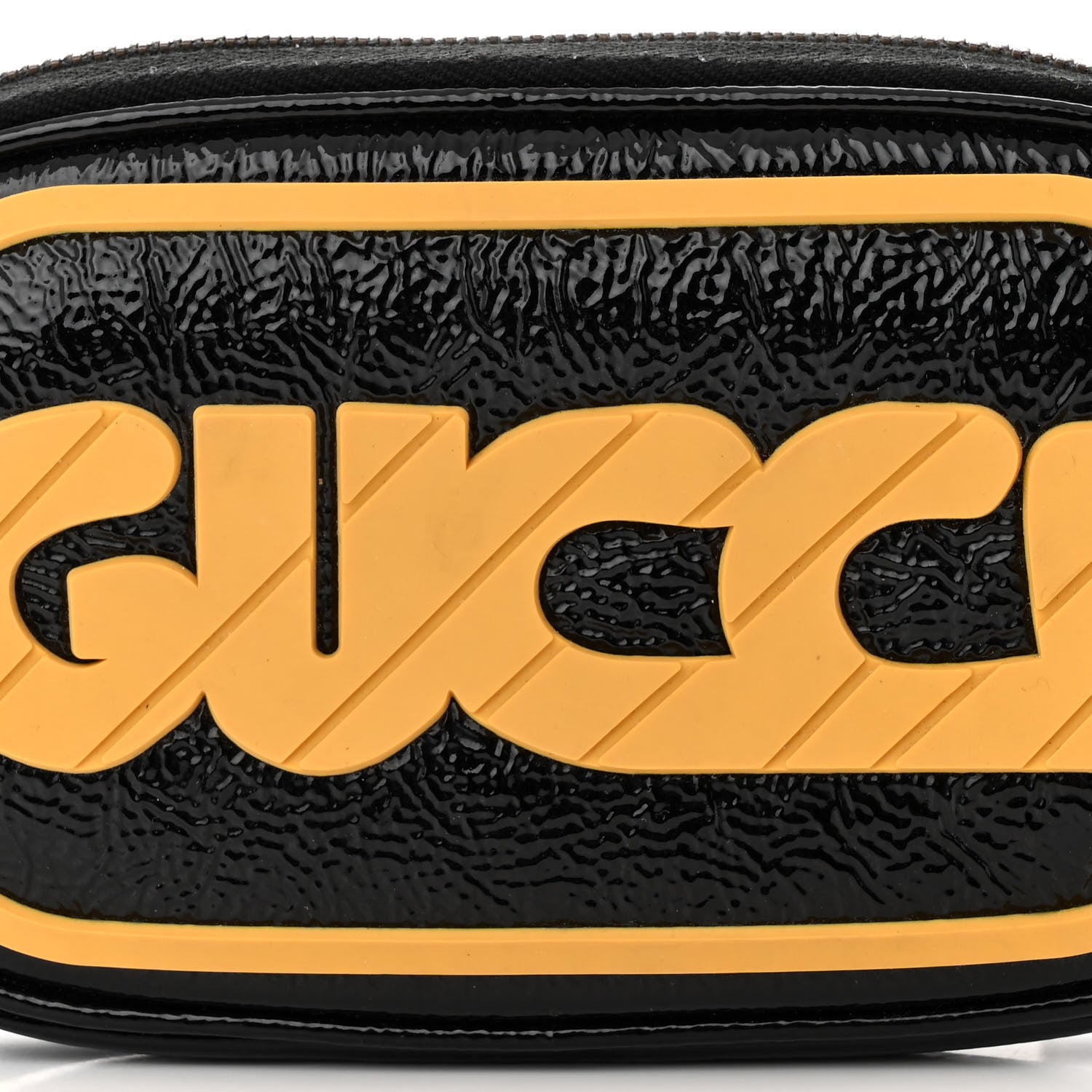 Gucci Patent Rubber Game Patch Logo Belt Bag 95 38 Black 8 of 10