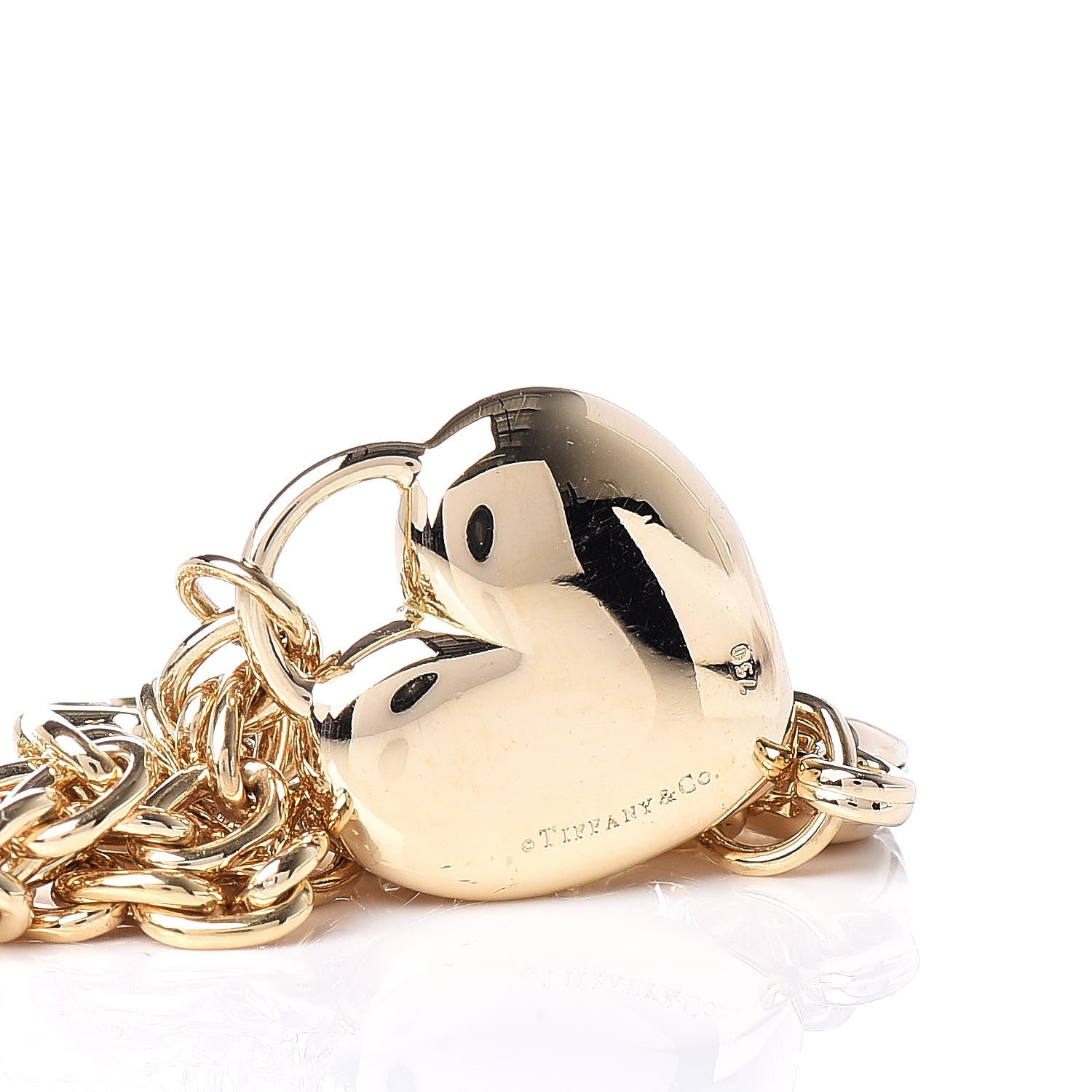 Tiffany 18K Yellow Gold Heart Lock Key Chain Bracelet 5 of 5