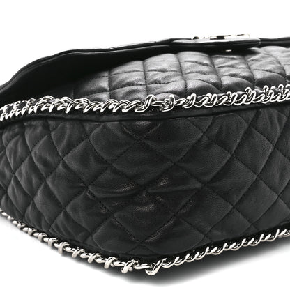 Chanel Washed Lambskin Chain Around Maxi Flap Bag Black 9 of 10