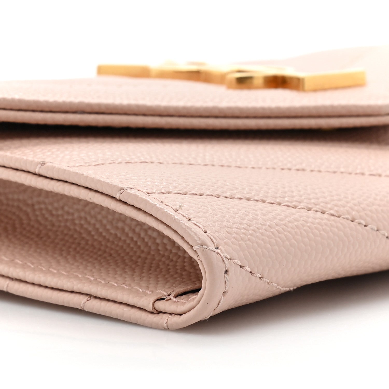 Saint Laurent Grain De Poudre Matelasse Chevron Small Monogram Envelope Wallet Pink 9 of 10