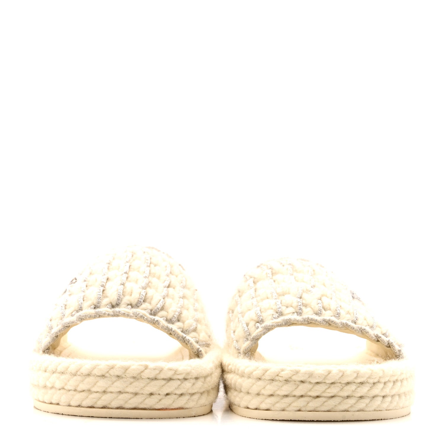 Chanel Braided Knit CC Mules 40 Ecru 2 of 10