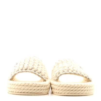 Chanel Braided Knit CC Mules 40 Ecru 2 of 10