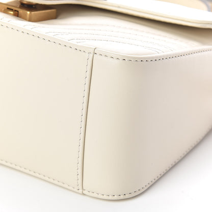 Gucci Calfskin Matelasse Mini GG Marmont Top Handle Shoulder Bag White 7 of 8