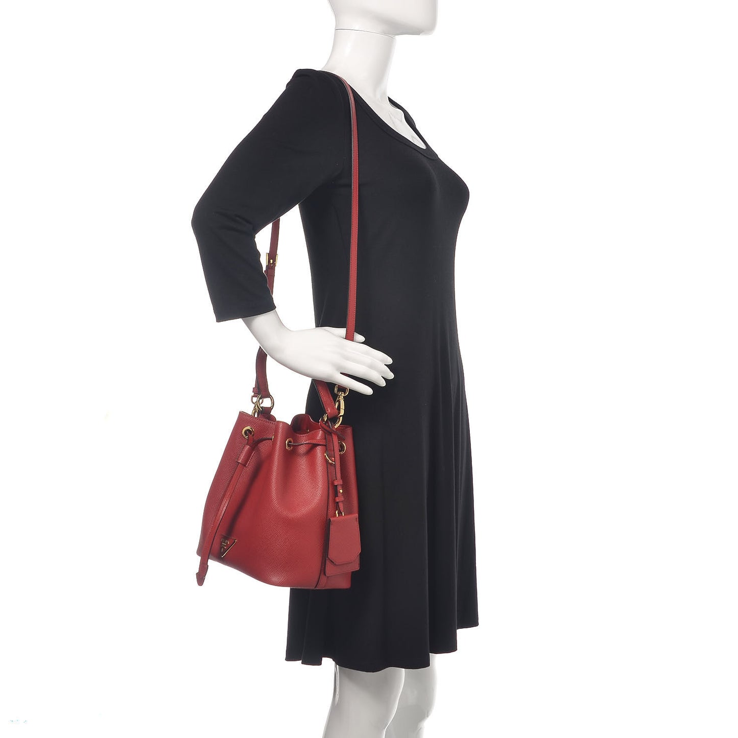 Saffiano Cuir Bucket Bag Fuoco