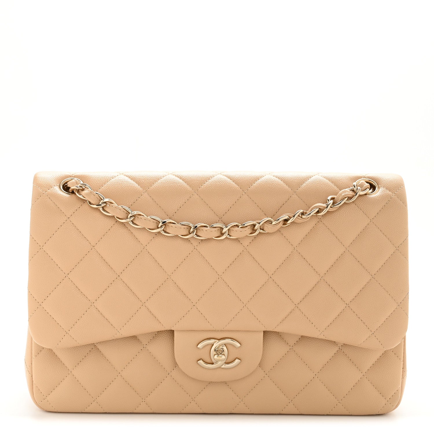 Chanel Caviar Quilted Jumbo Double Flap Beige 1 of 13