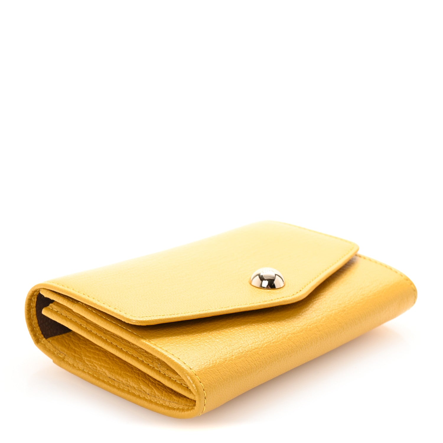 Mulberry Glossy Goatskin Dome Rivet French Purse Wallet Yellow 5 of 7