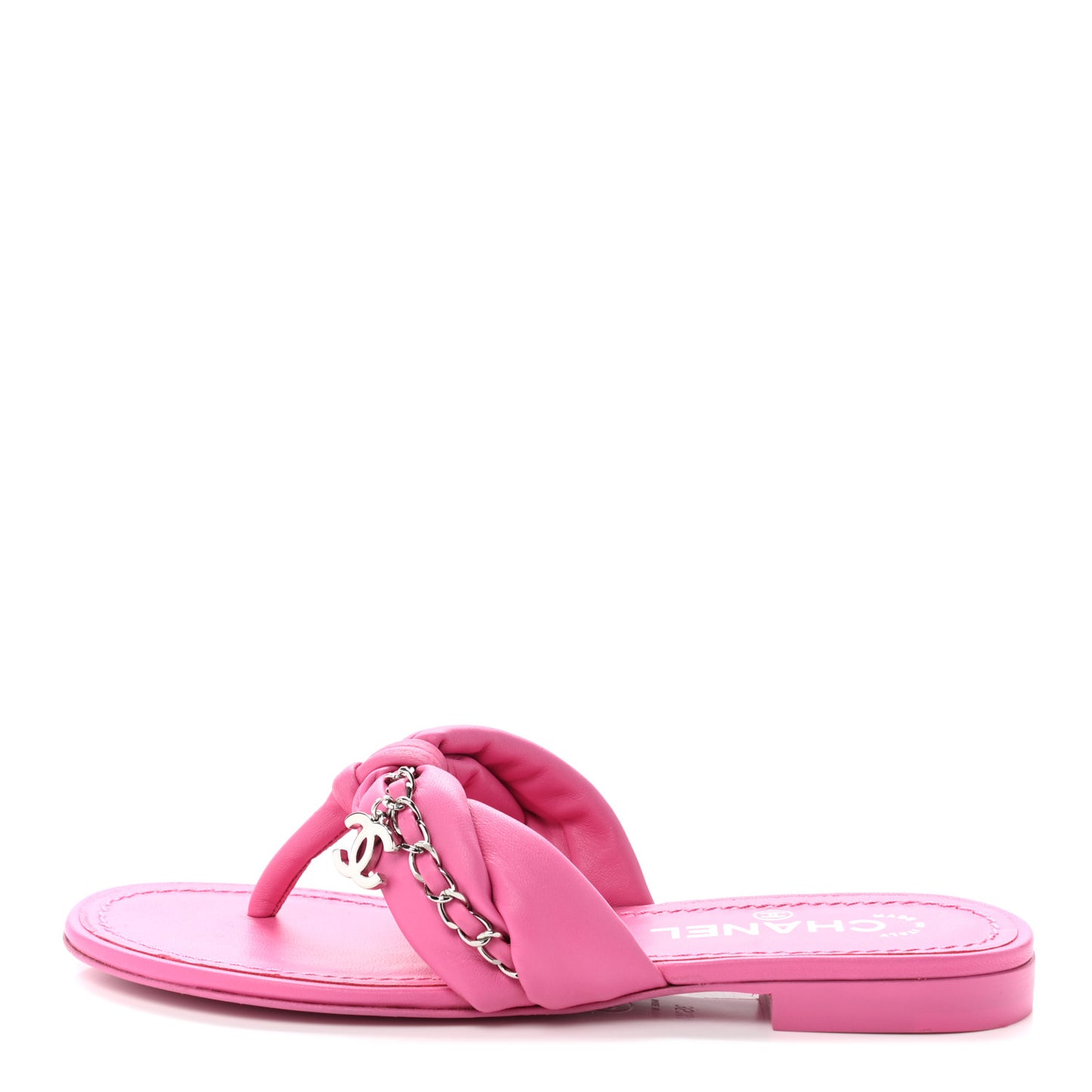 Lambskin Chain Thong Sandals 35.5 Fuchsia