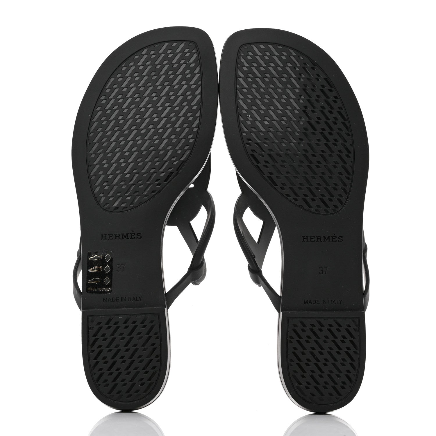 Hermes Rubber Womens Egerie Sandals 37 Black 5 of 9