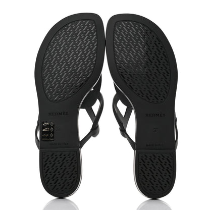 Hermes Rubber Womens Egerie Sandals 37 Black 5 of 9