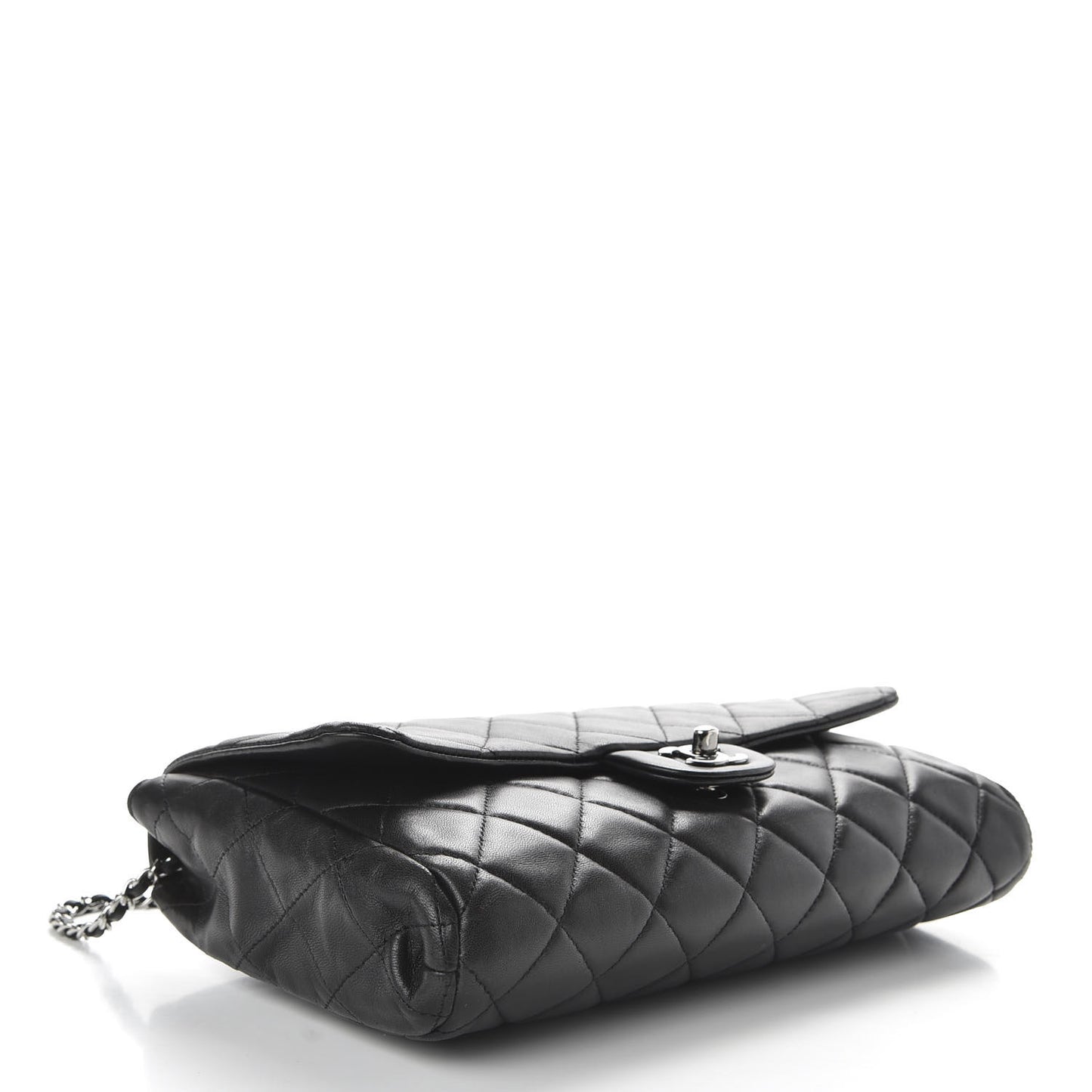 Lambskin Quilted Clutch With Chain Flap Black