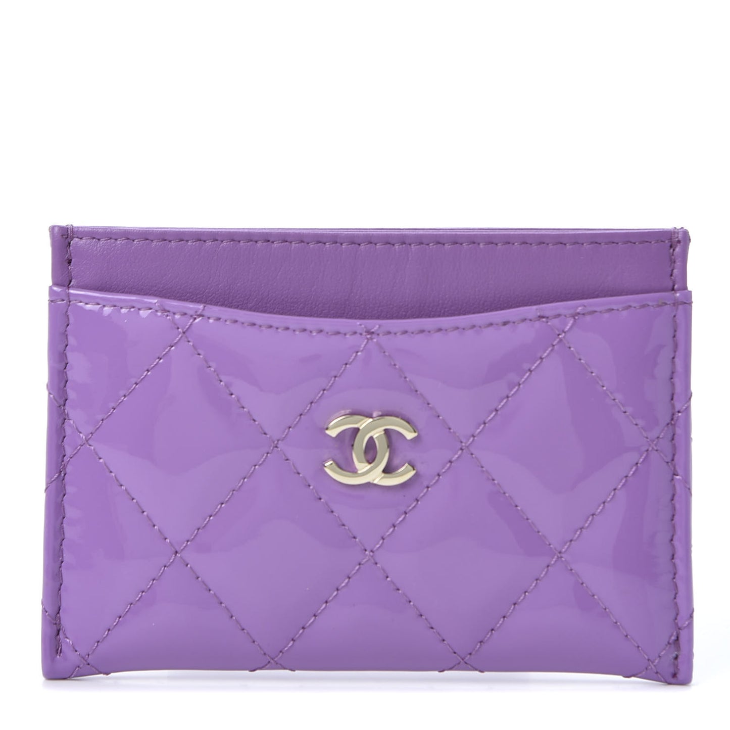 Patent Quilted Card Holder Purple