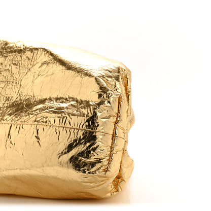Bottega Veneta Metallic Crinkled Lambskin The Pouch Oversized Clutch Oro 10 of 11