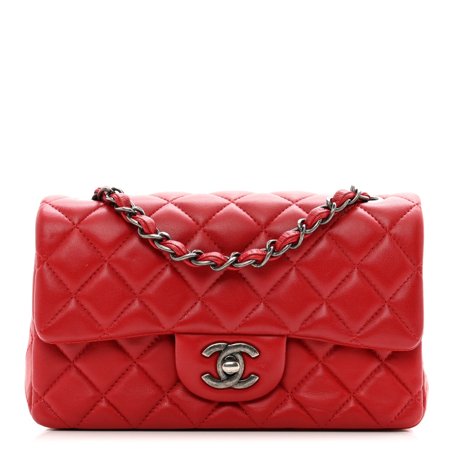 Chanel Lambskin Quilted Mini Rectangular Flap Red 1 of 9
