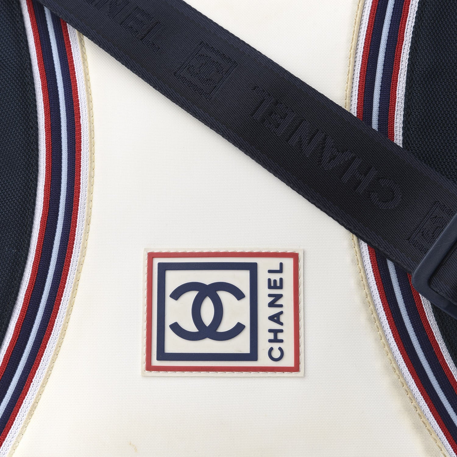 Chanel Canvas Nylon Expandable Sport Messenger Navy Off White 8 of 10