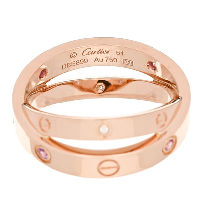Cartier 18K Pink Gold Diamond Pink Sapphire LOVE Ring  51 5.75 4 of 4