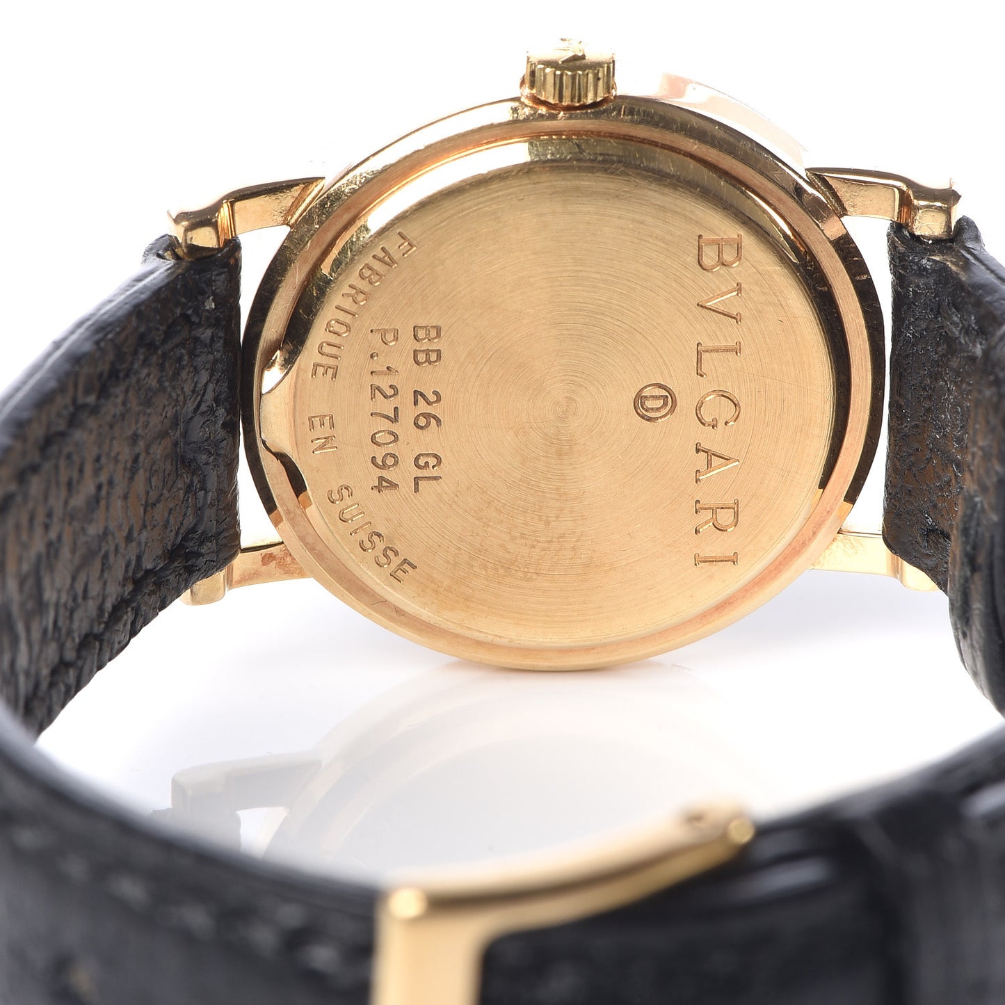 18K Yellow Gold Calfskin 26mm Quartz Watch Black