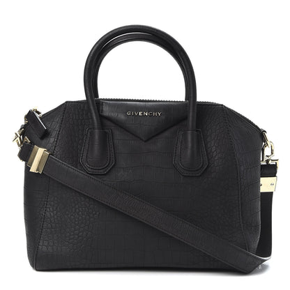 Givenchy Nubuck Crocodile Embossed Medium Antigona Black 1 of 9