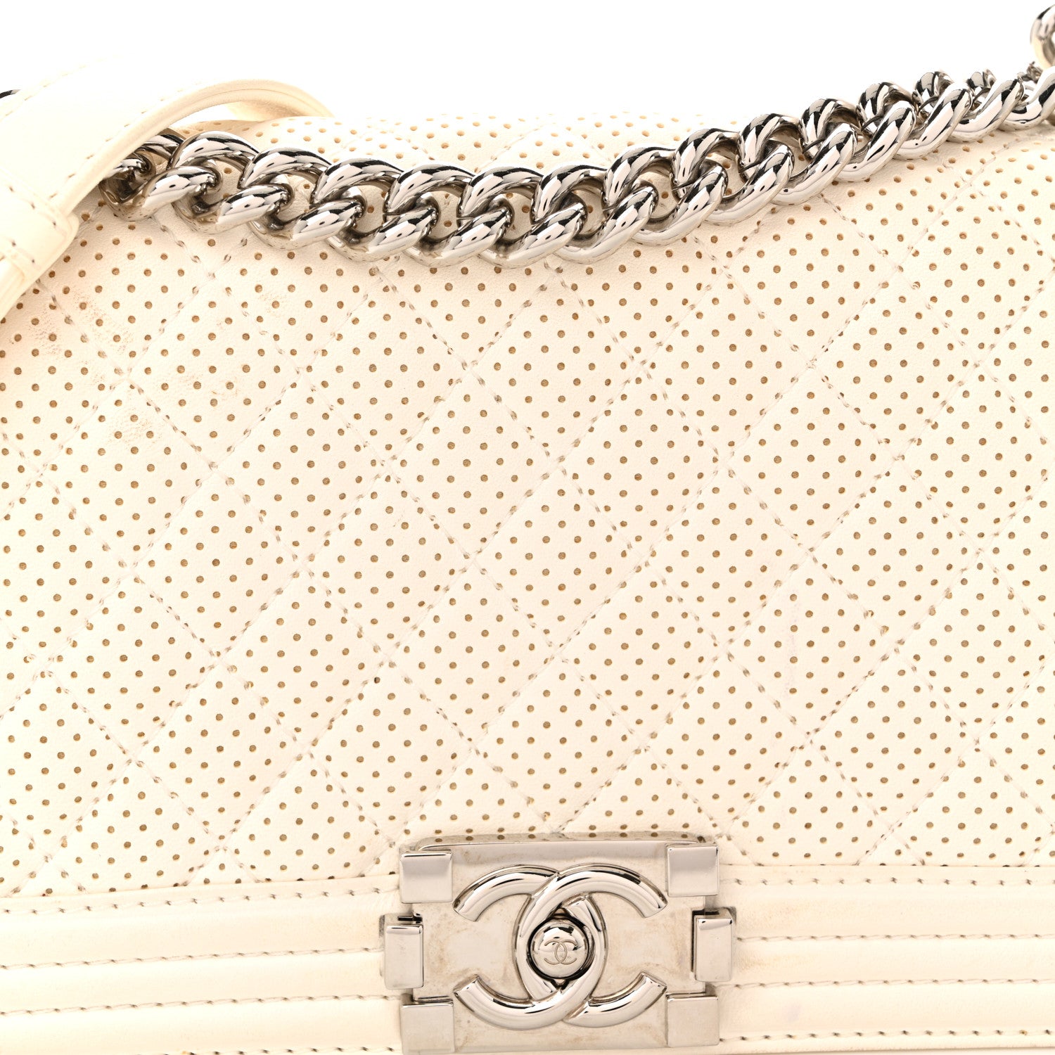 Chanel Lambskin Perforated Medium Boy Flap White 8 of 12