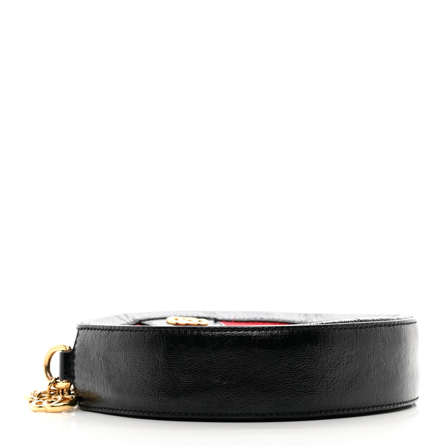 Suede Patent Web Mini Ophidia Round Shoulder Bag Hibiscus Red Black