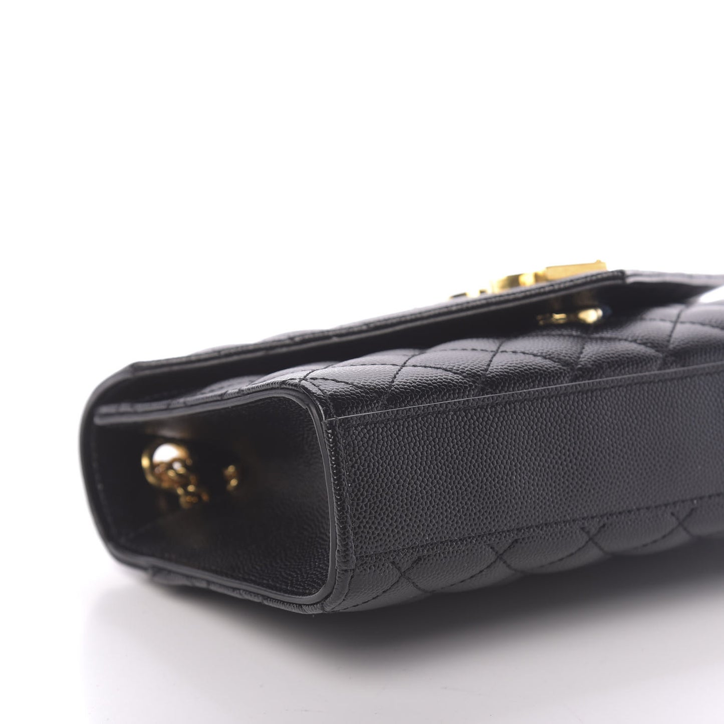 Grain De Poudre Textured Mixed Matelasse Triquilt Small Monogram Satchel Black